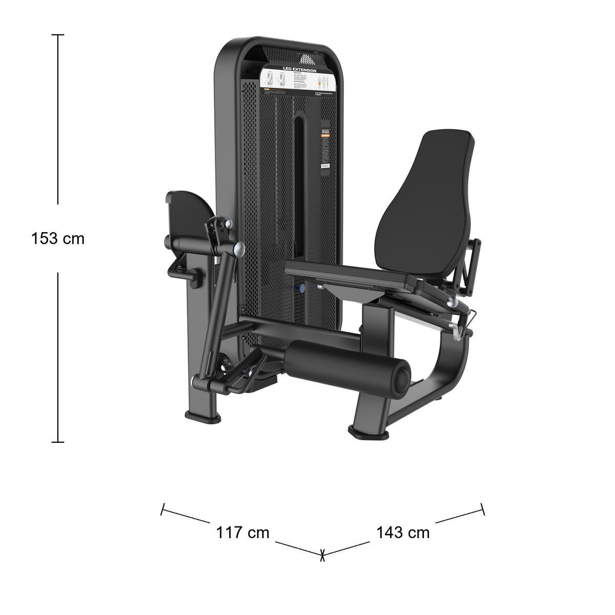 DHZ E7002 Leg Extension Abmessungen 143 × 117 × 153 cm
