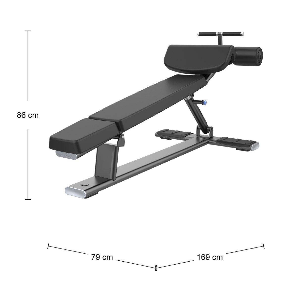 DHZ E7037 Decline Abdominal Bench Abmessungen 169 × 79 × 86 cm