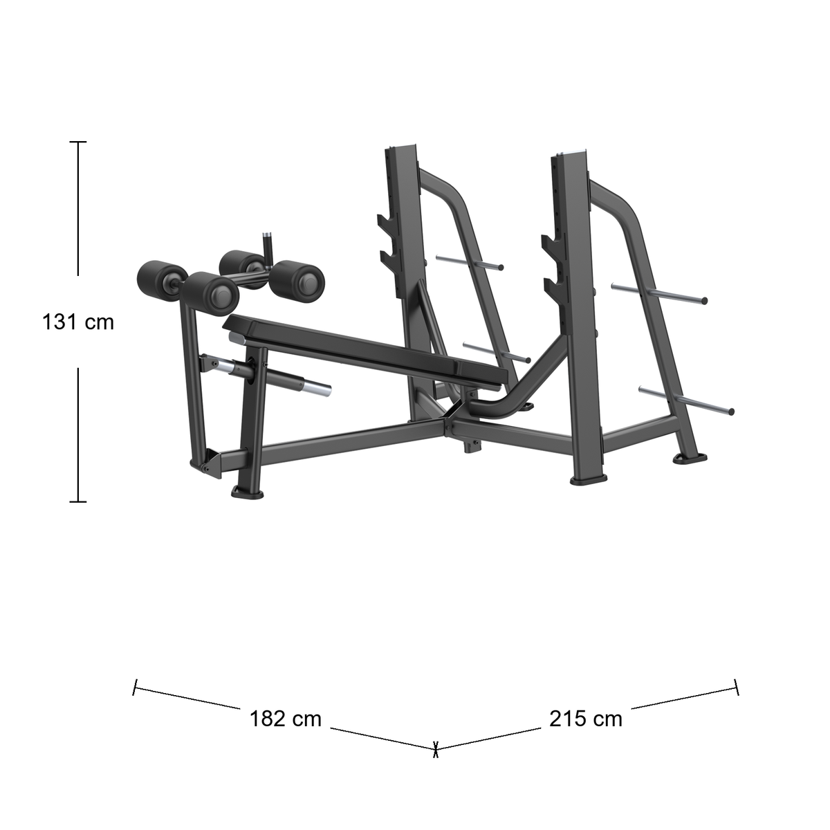 DHZ E7041 Olympic Bench Decline Abmessungen 215 × 182 × 131 cm