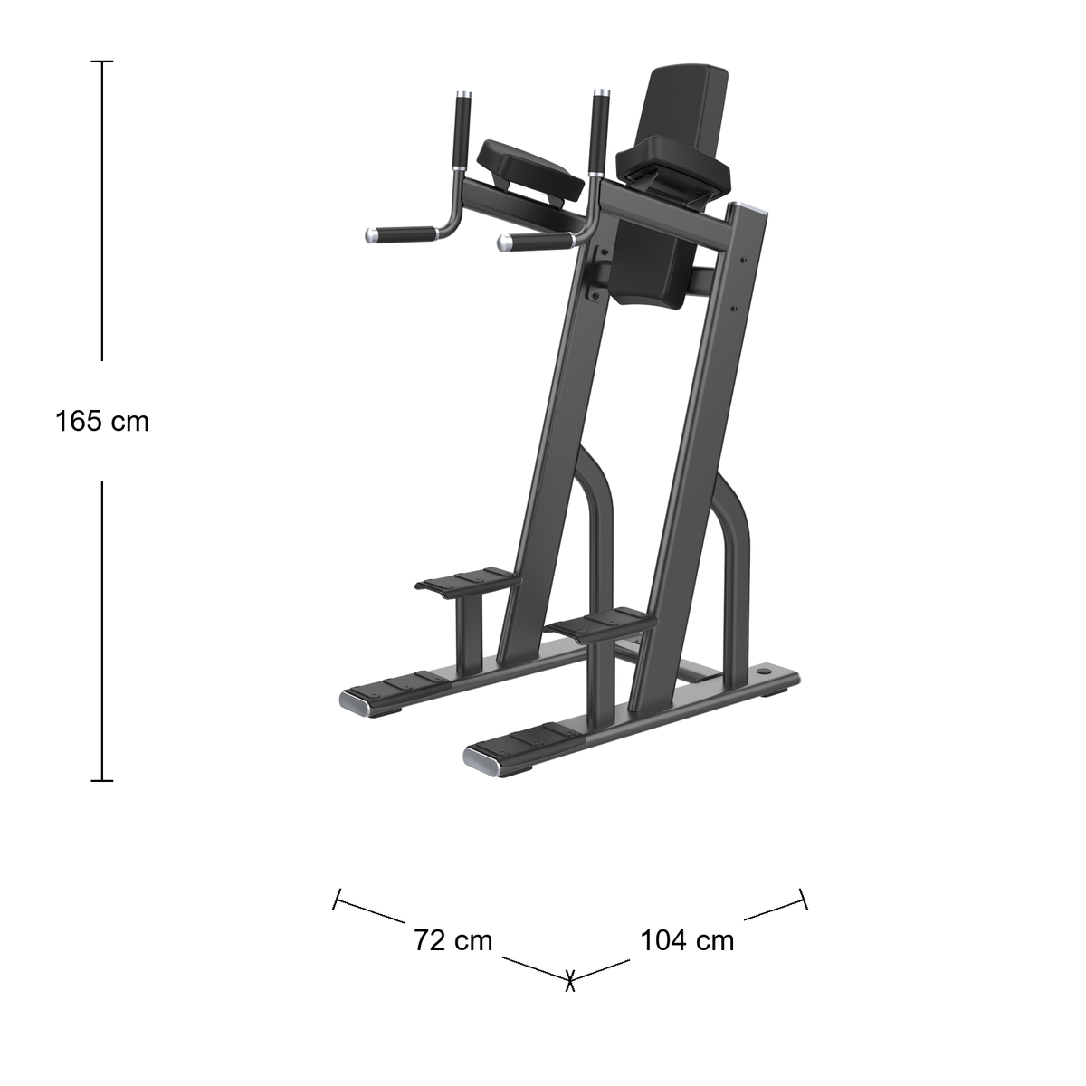DHZ E7047 Vertical Knees Up Dip Abmessungen 104 × 72 × 165 cm