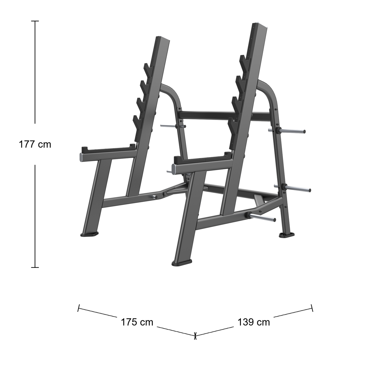 DHZ E7050 Squat Rack Abmessungen 139 × 175 × 177 cm