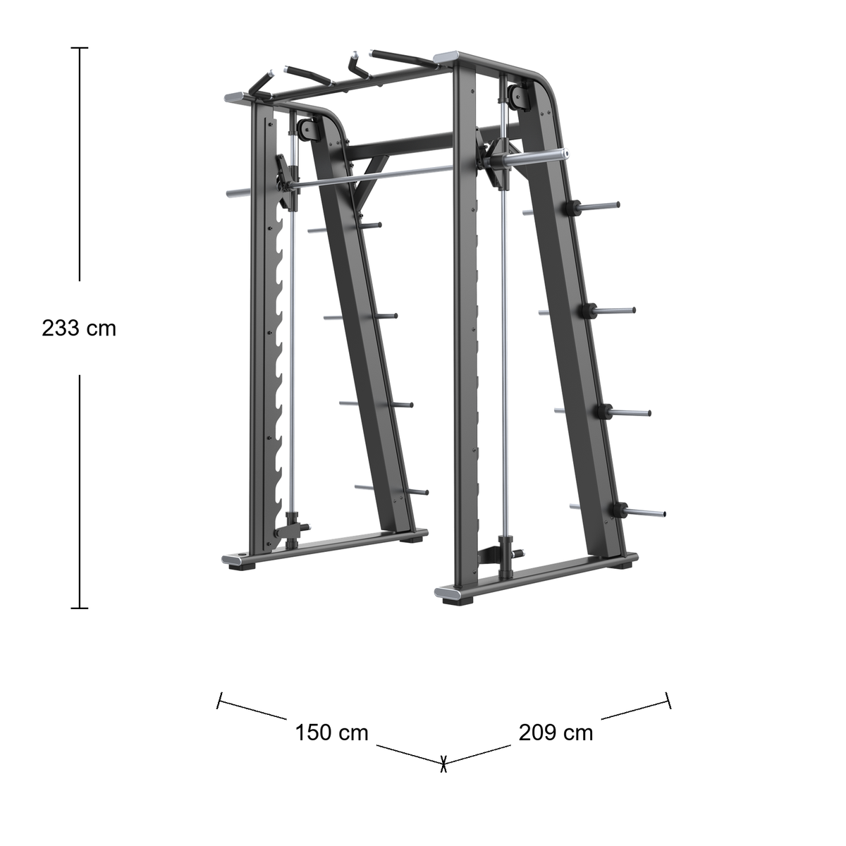 DHZ E7063 Smith Machine Abmessungen 209 × 150 × 233 cm