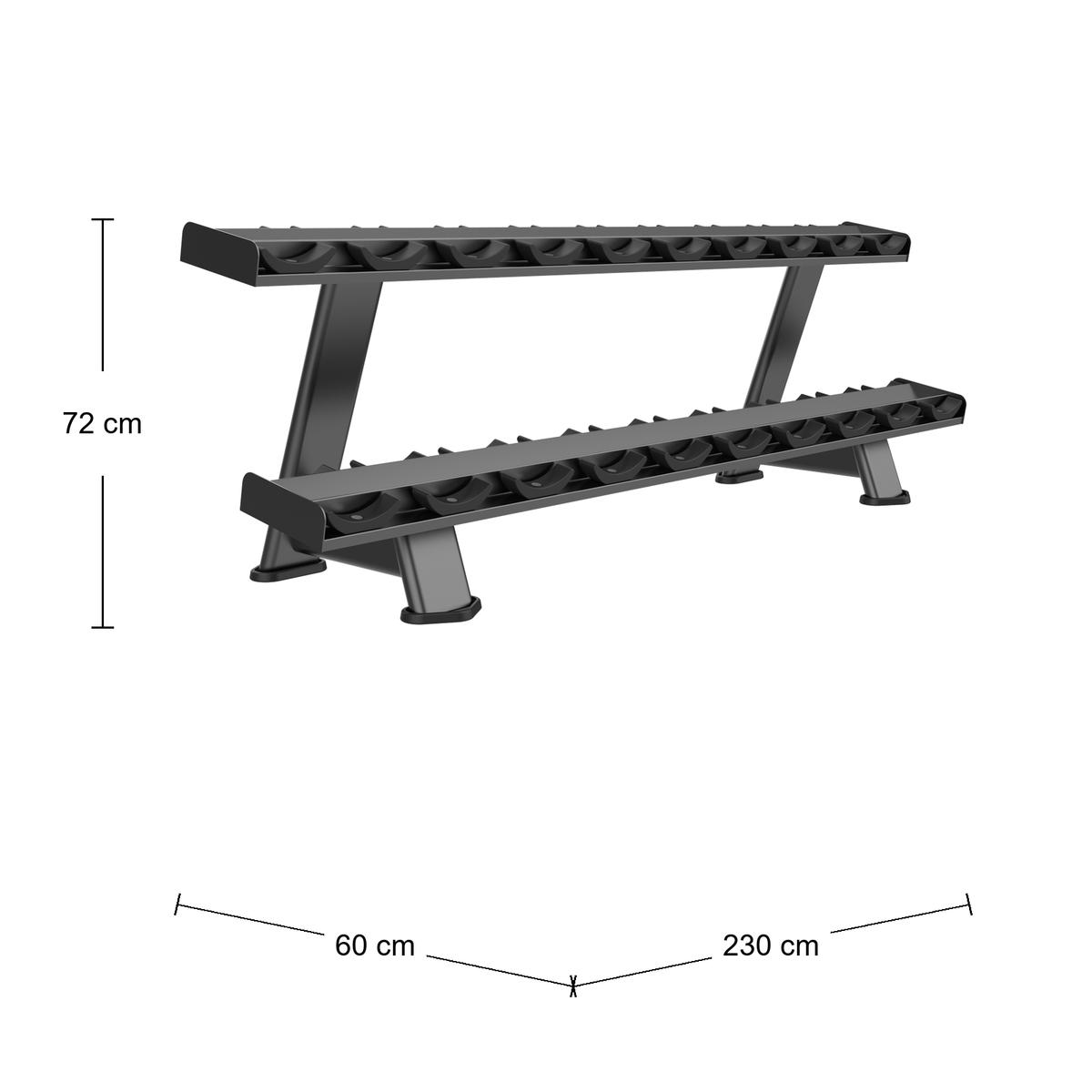 DHZ E7077 Dumbbell Rack Abmessungen 230 × 60 × 72 cm