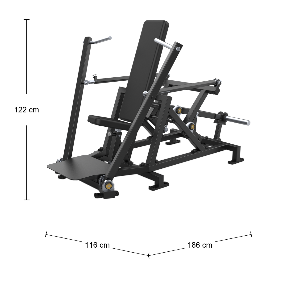 DHZ A701L FLEX Chest Press Abmessungen 186 × 116 × 122 cm