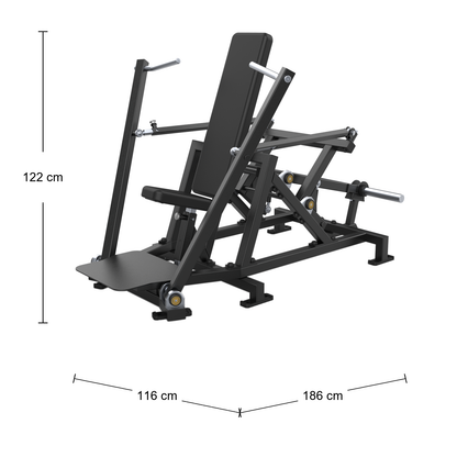 DHZ A701L FLEX Chest Press Abmessungen 186 × 116 × 122 cm
