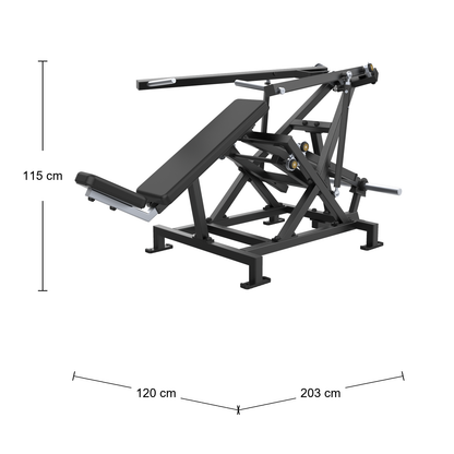 DHZ A702L FLEX Incline Chest Press Abmessungen 203 × 120 × 115 cm