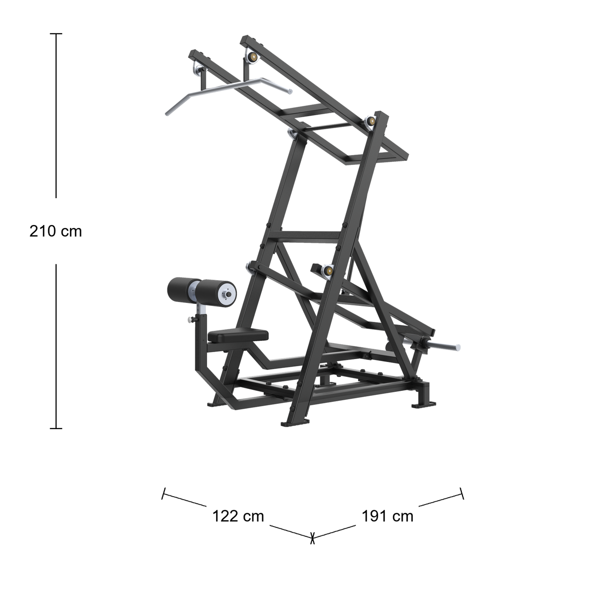 DHZ A705L FLEX Lat Pulldown Abmessungen 191 × 122 × 210 cm