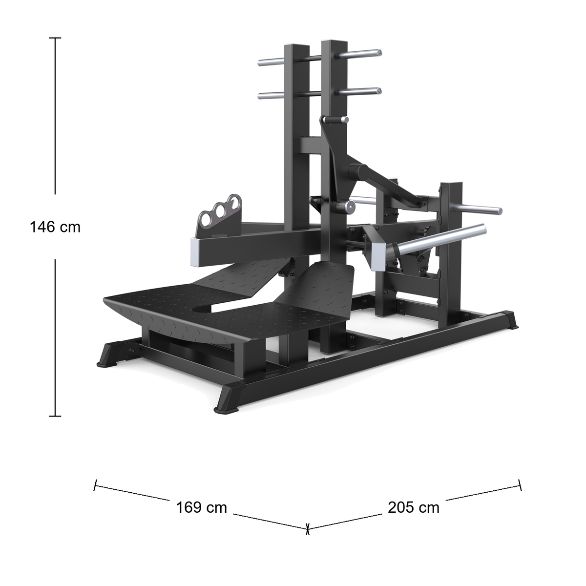 DHZ D601 Belt Squat – Abmessungen 205 × 169 × 146 cm