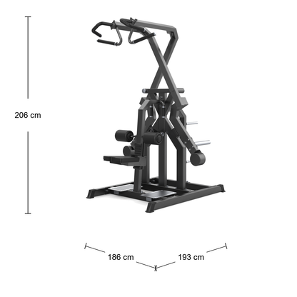 DHZ D610 Circular Lat Pulldown – Abmessungen 193 × 186 × 206 cm