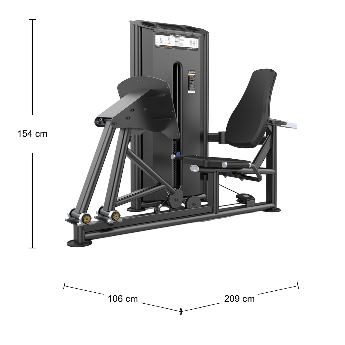 DHZ U2003 Leg Press Abmessungen 209 × 106 × 154 cm