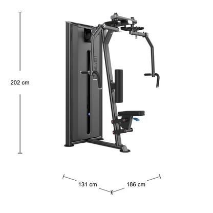DHZ U2007 Rear Delt Pec Fly Abmessungen 186 × 131 × 202 cm