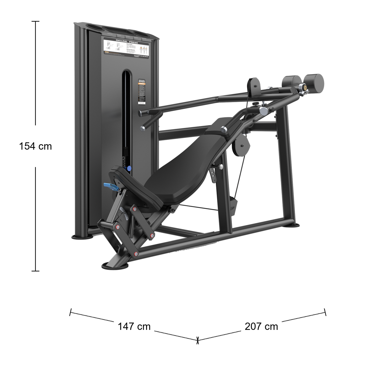 DHZ U2013 Incline Press Abmessungen 207 × 147 × 154 cm