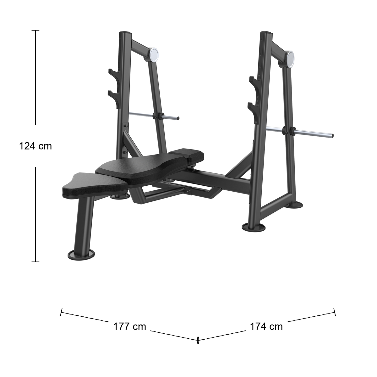DHZ U2043 Olympic Bench Abmessungen 174 × 177 × 124 cm