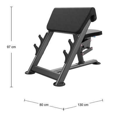 DHZ U2044 Seated Preacher Curl Abmessungen 130 × 80 × 97 cm