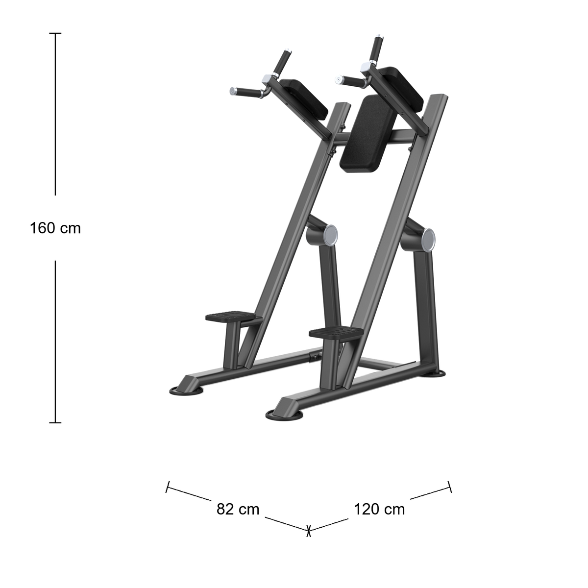 DHZ U2047 Vertical Knees Up Dip Abmessungen 120 × 82 × 160 cm