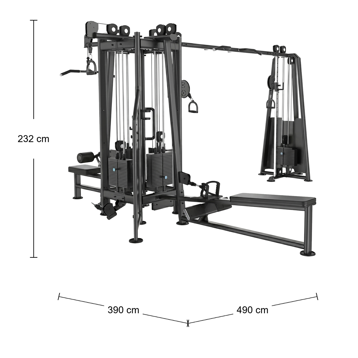 DHZ U2066 5 Station Cable Tower – Abmessungen 490 × 390 × 232 cm