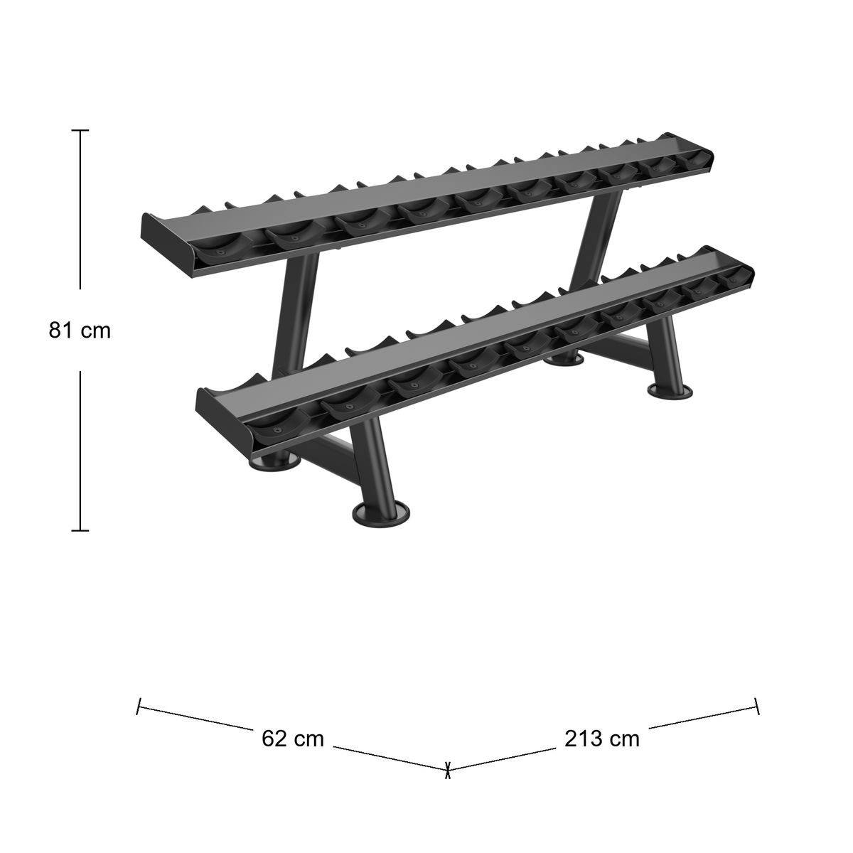 DHZ U2077 Dumbbell Rack Abmessungen 213 × 62 × 81 cm