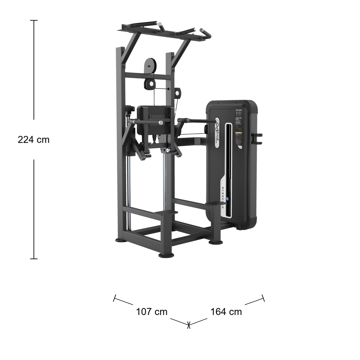DHZ U3009A Dip Chin Assist – Abmessungen 164 × 107 × 224 cm