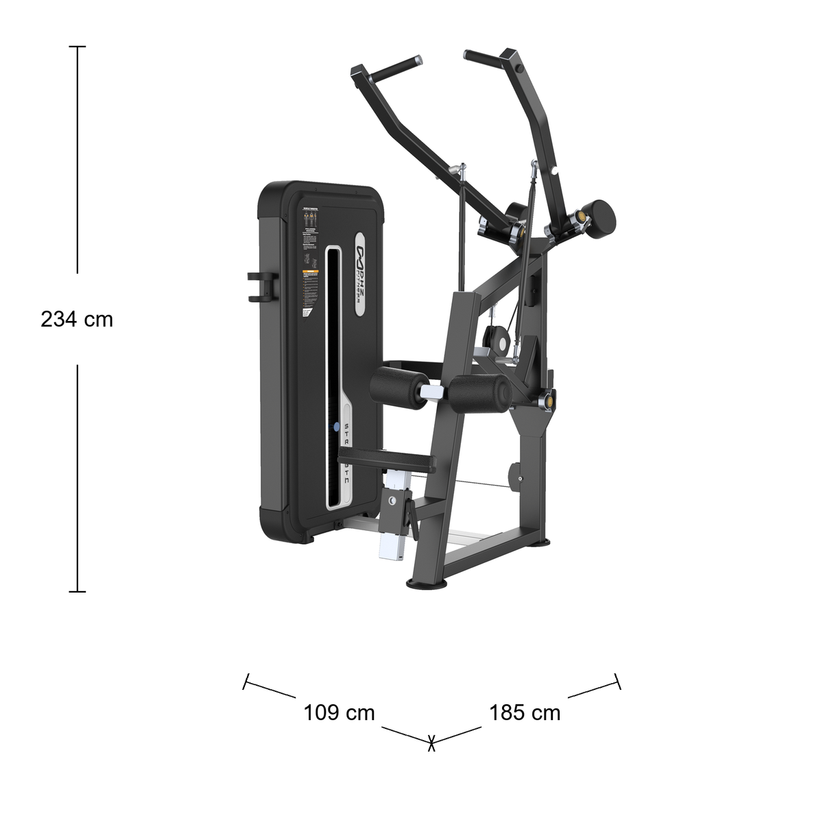 DHZ U3035A Pulldown – Abmessungen 185 × 109 × 234 cm