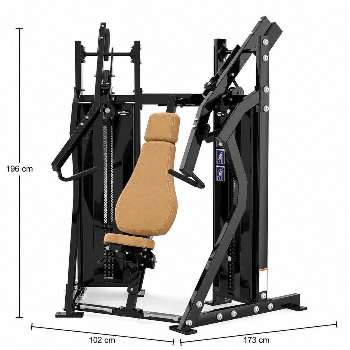 DHZ Fitness PM2038 braune Polsterung Abmessungen 173 x 102 x 196 cm
