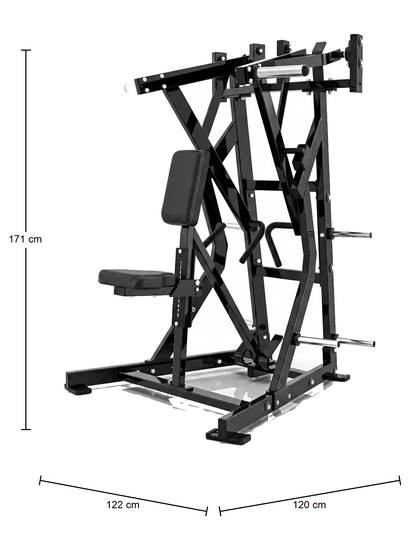 DHZ P-FORCE PM2009 Iso-Lateral Low Row – Plate Loaded Iso-Laterale Low-Row-Maschine – Abmessungen des Fitnessgeräts