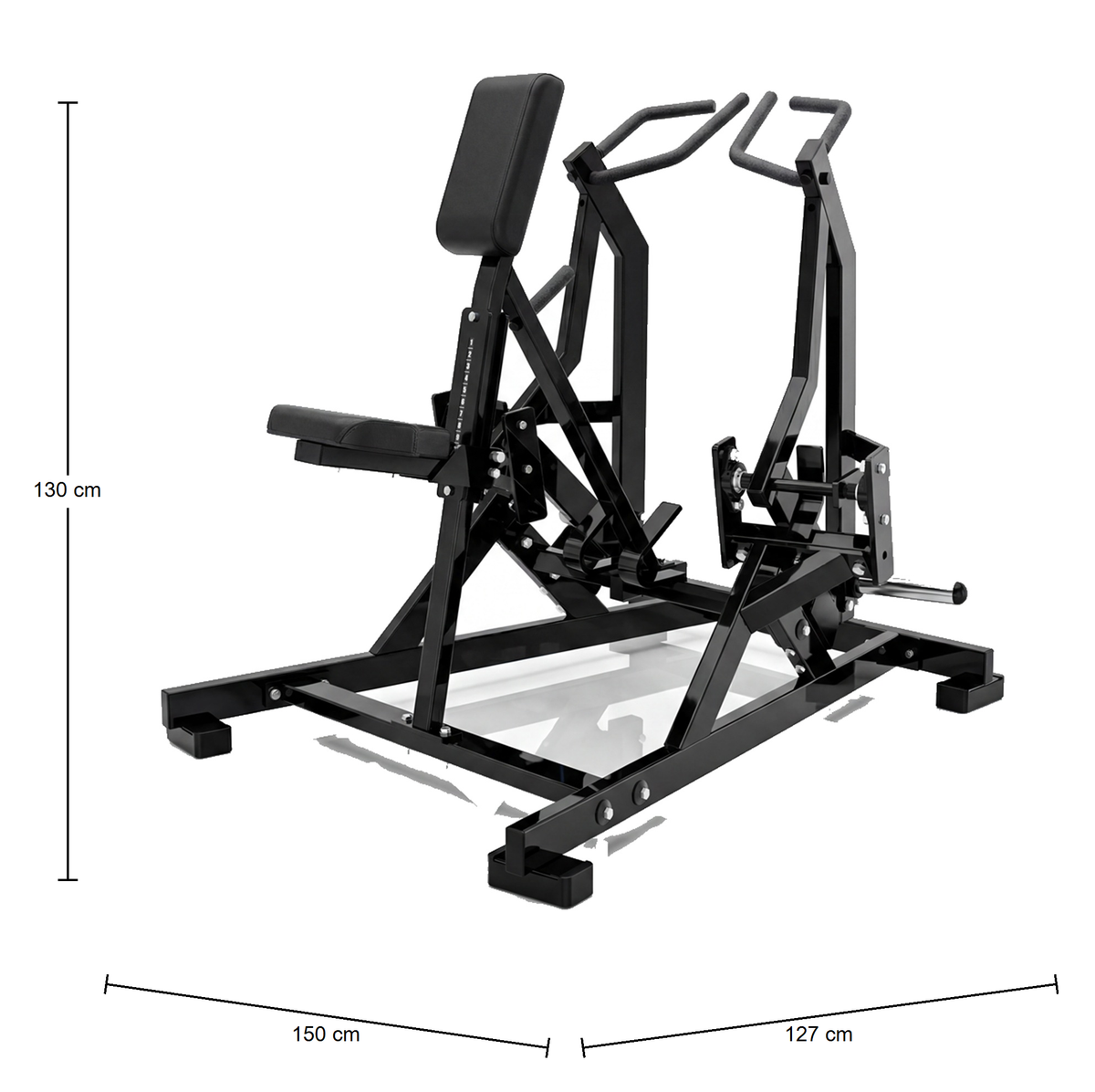 DHZ P-FORCE PM2011 Iso-Lateral Row – Plate Loaded Iso-Laterale Rudermaschine – Abmessungen des Fitnessgeräts
