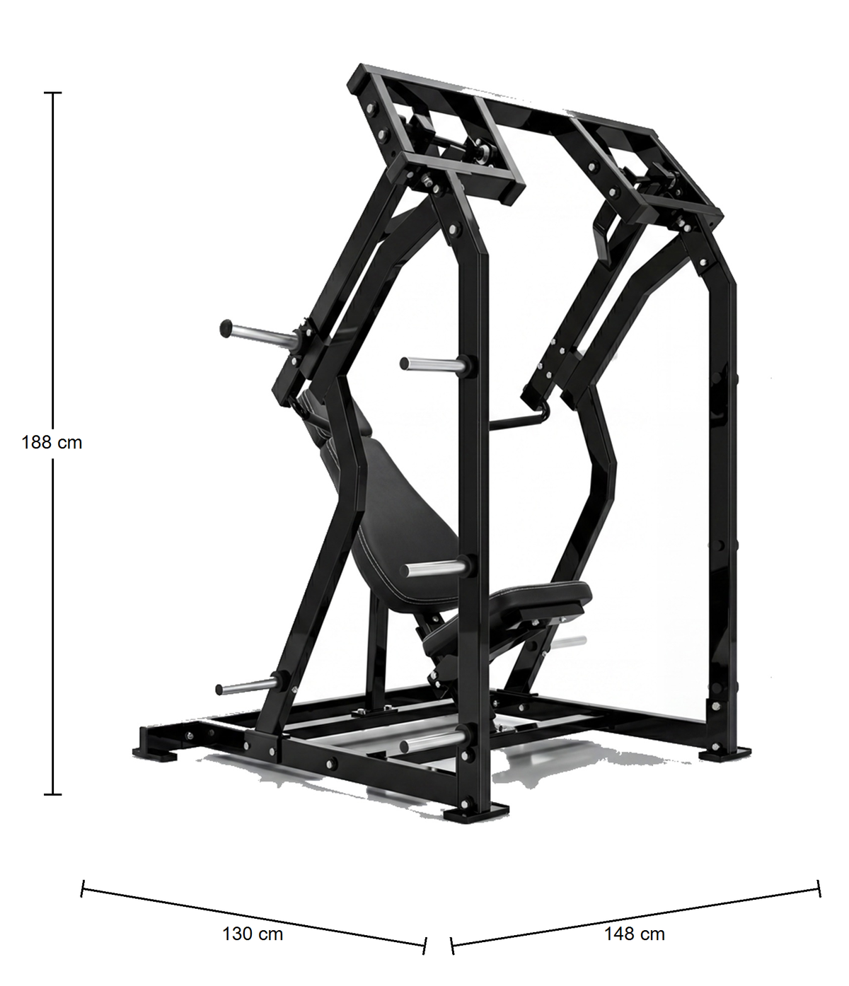 DHZ P-FORCE PM2012 Iso-Lateral Shoulder Press – Plate Loaded Iso-Laterale Schulterpresse – Abmessungen des Fitnessgeräts