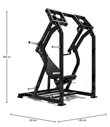DHZ P-FORCE PM2012 Iso-Lateral Shoulder Press – Plate Loaded Iso-Laterale Schulterpresse – Abmessungen des Fitnessgeräts