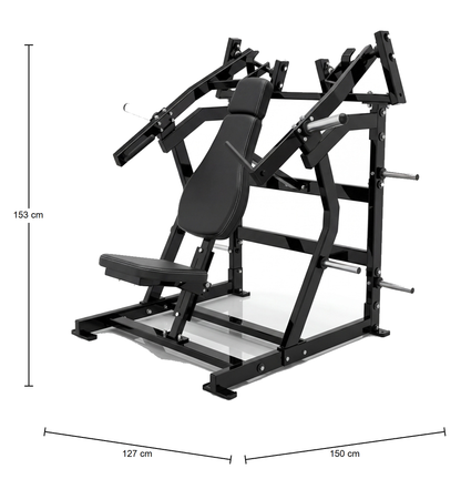 DHZ P-FORCE PM2013 Iso-Lateral Super Incline Press – Plate Loaded Iso-Laterale Super-Incline-Brustpresse – Abmessungen des Fitnessgeräts