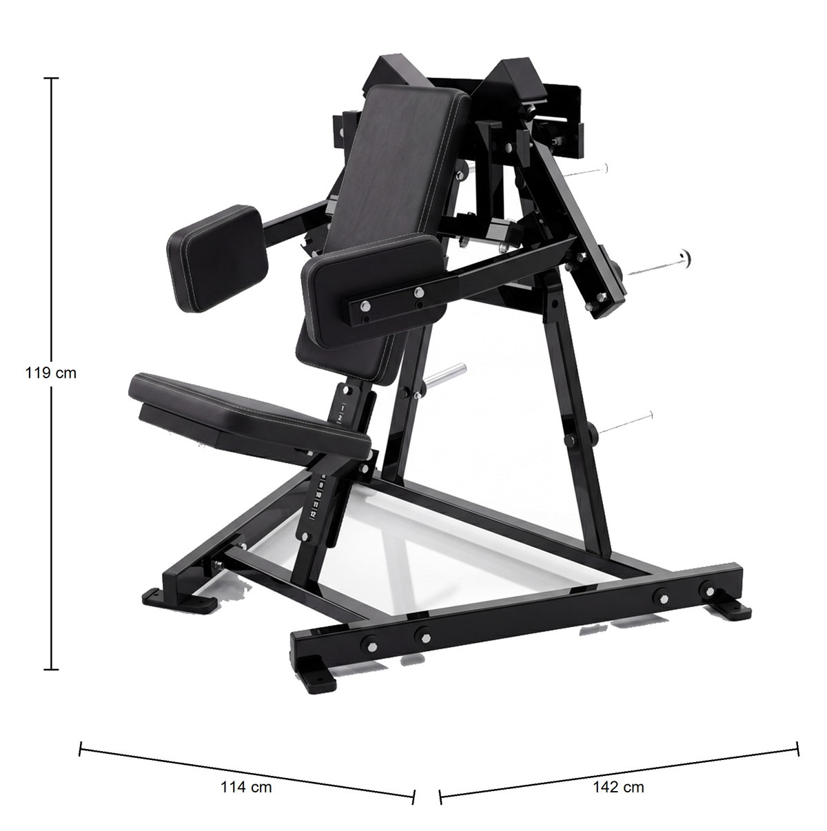 DHZ P-FORCE PM2016 Iso-Lateral Lateral Raise – Plate Loaded Iso-Laterale Seitheben-Maschine – Abmessungen des Fitnessgeräts