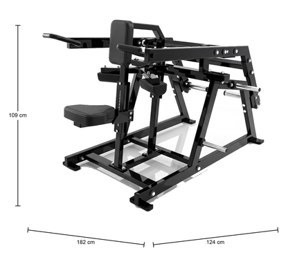 DHZ P-FORCE PM2018 Seated Dip – Plate Loaded Sitzende Dip-Maschine – Abmessungen des Fitnessgeräts