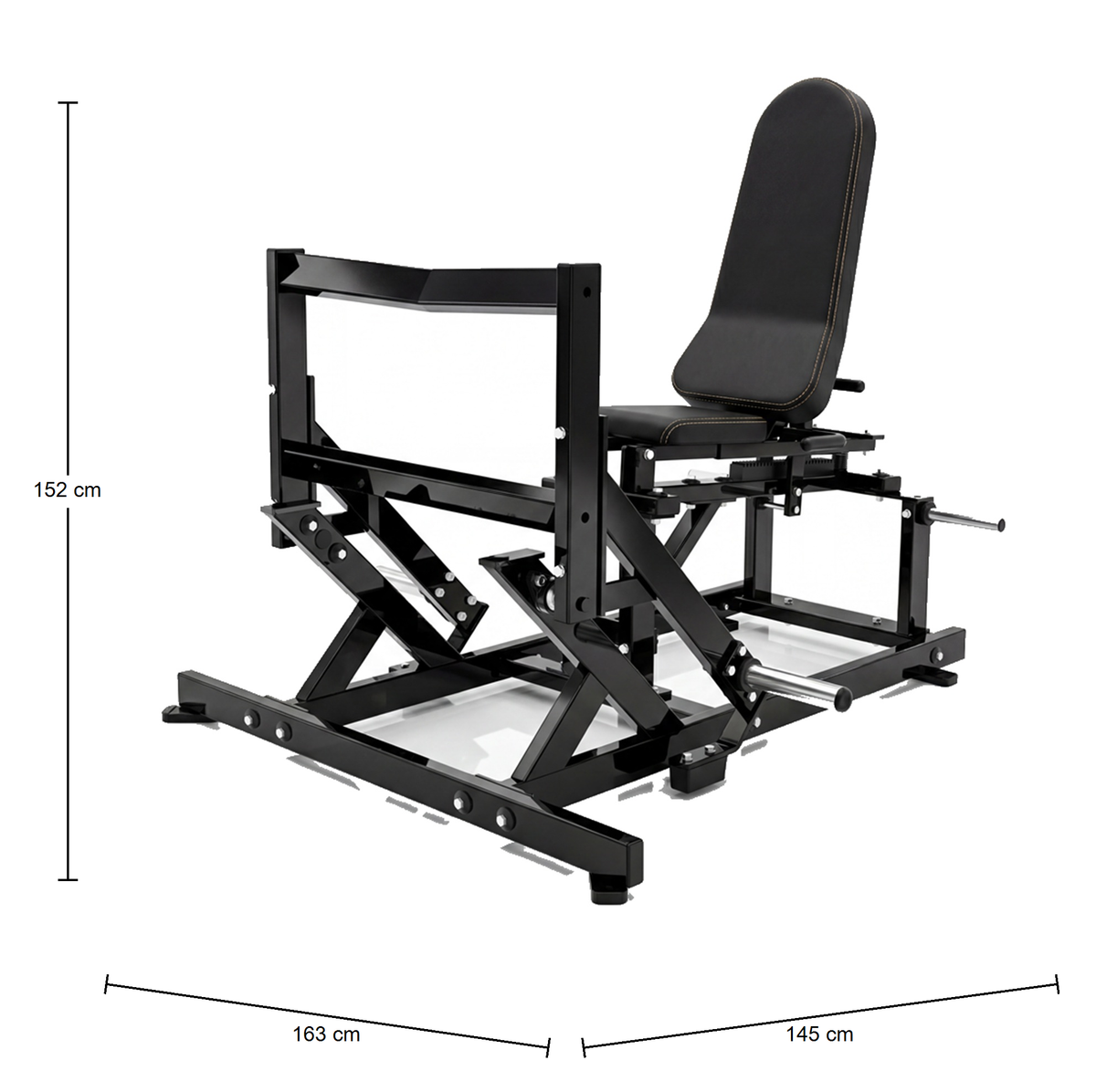 DHZ P-FORCE PM2026 Super Horizontal Calf – Plate Loaded Horizontale Wadenmaschine – Abmessungen des Fitnessgeräts