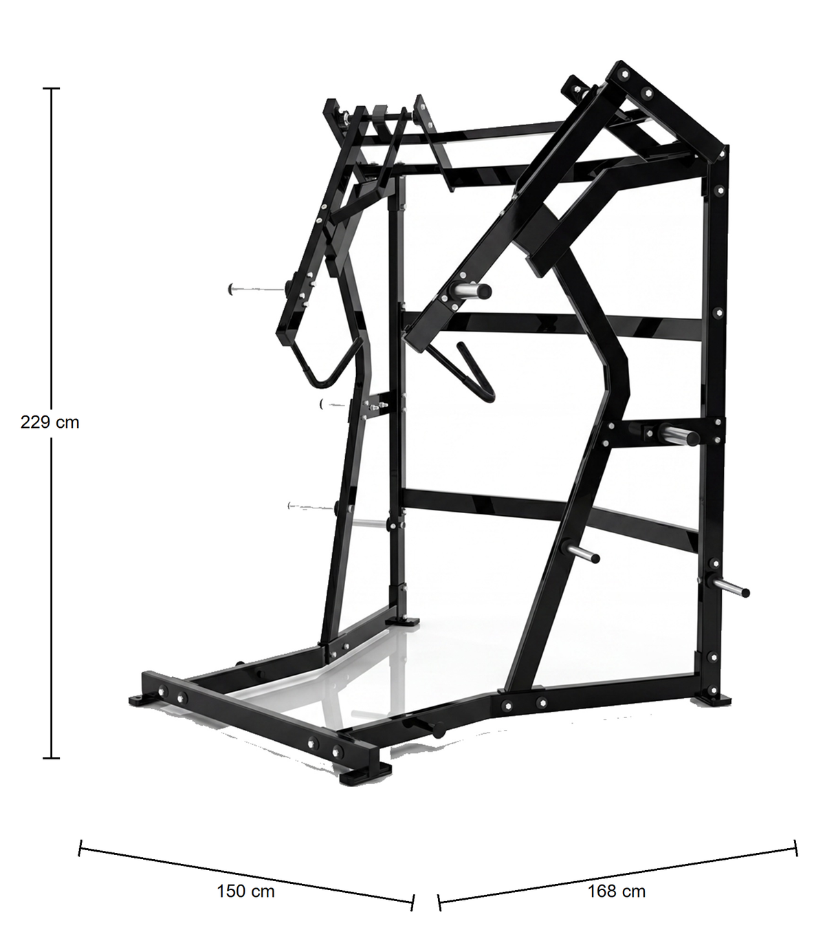 DHZ P-FORCE PM2028 Ground Base Jammer – Plate Loaded Ground Base Jammer – Abmessungen des Fitnessgeräts
