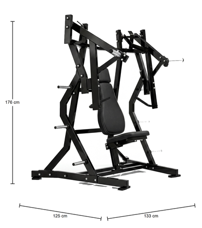 DHZ P-FORCE PM2032 Iso-Lateral Bench Press – Plate Loaded Iso-Laterale Brustpresse – Abmessungen des Fitnessgeräts