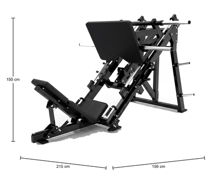 DHZ P-FORCE PM2034 Linear Leg Press – Plate Loaded Lineare Beinpresse – Abmessungen des Fitnessgeräts