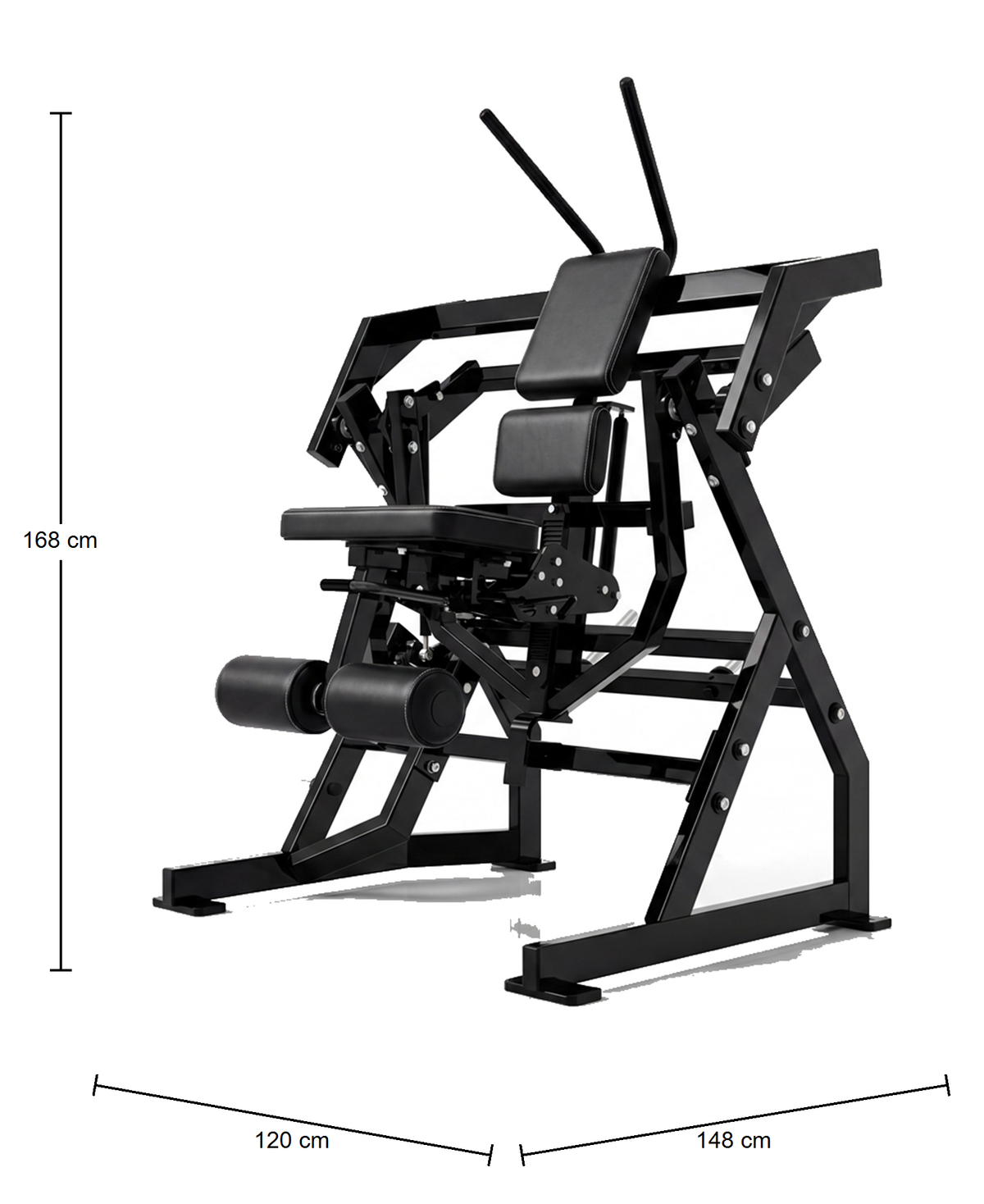 DHZ P-FORCE PM2035 Abdominal Oblique Crunch – Plate Loaded Bauch- und Rotationsmaschine – Abmessungen des Fitnessgeräts