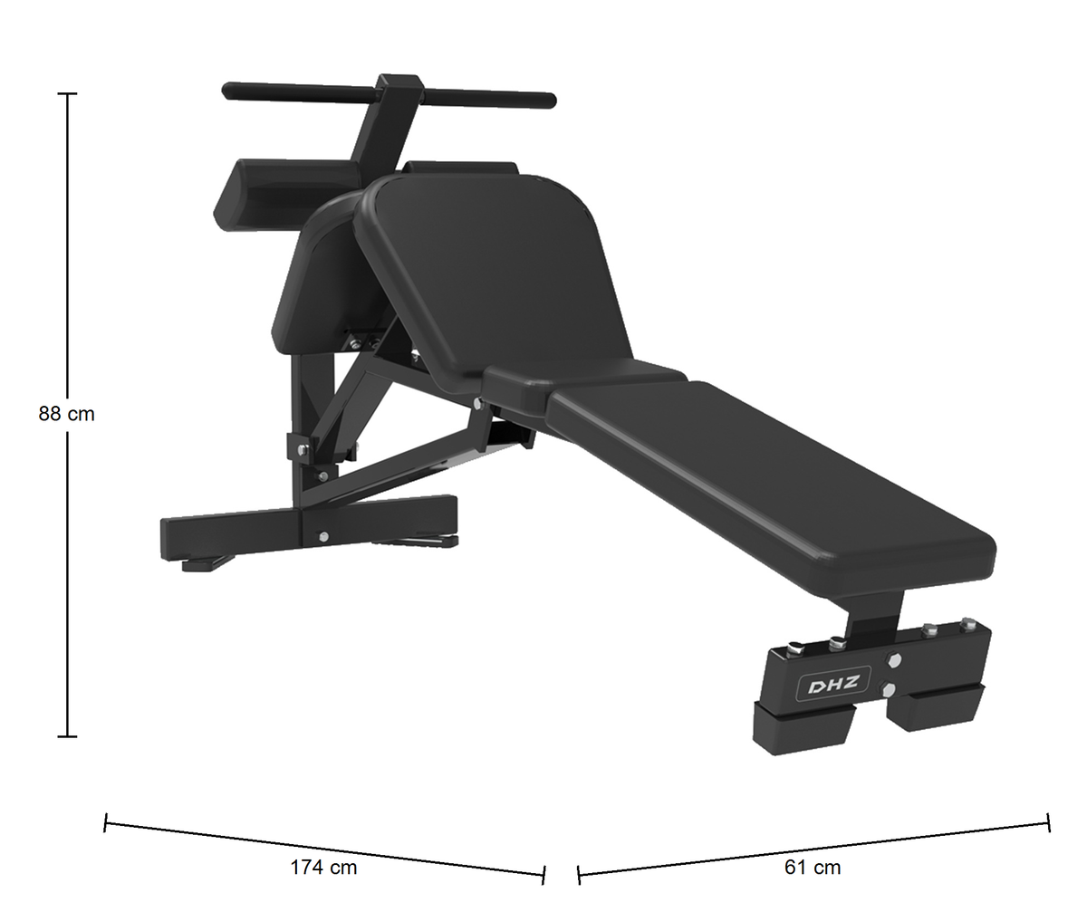 DHZ S-FORCE PM3002 Abdominal Board – Freihantel Bauchbank – Abmessungen des Fitnessgeräts