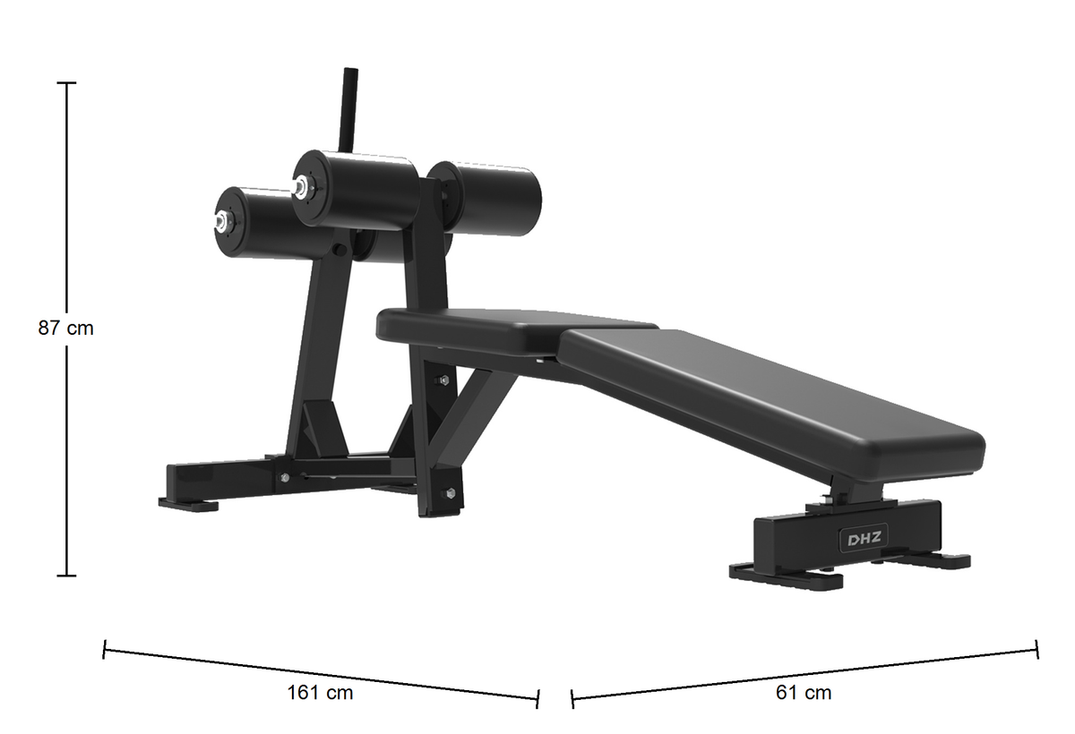 DHZ S-FORCE PM3006 Decline Abdominal Bench – Freihantel Negativ-Bauchbank – Abmessungen des Fitnessgeräts