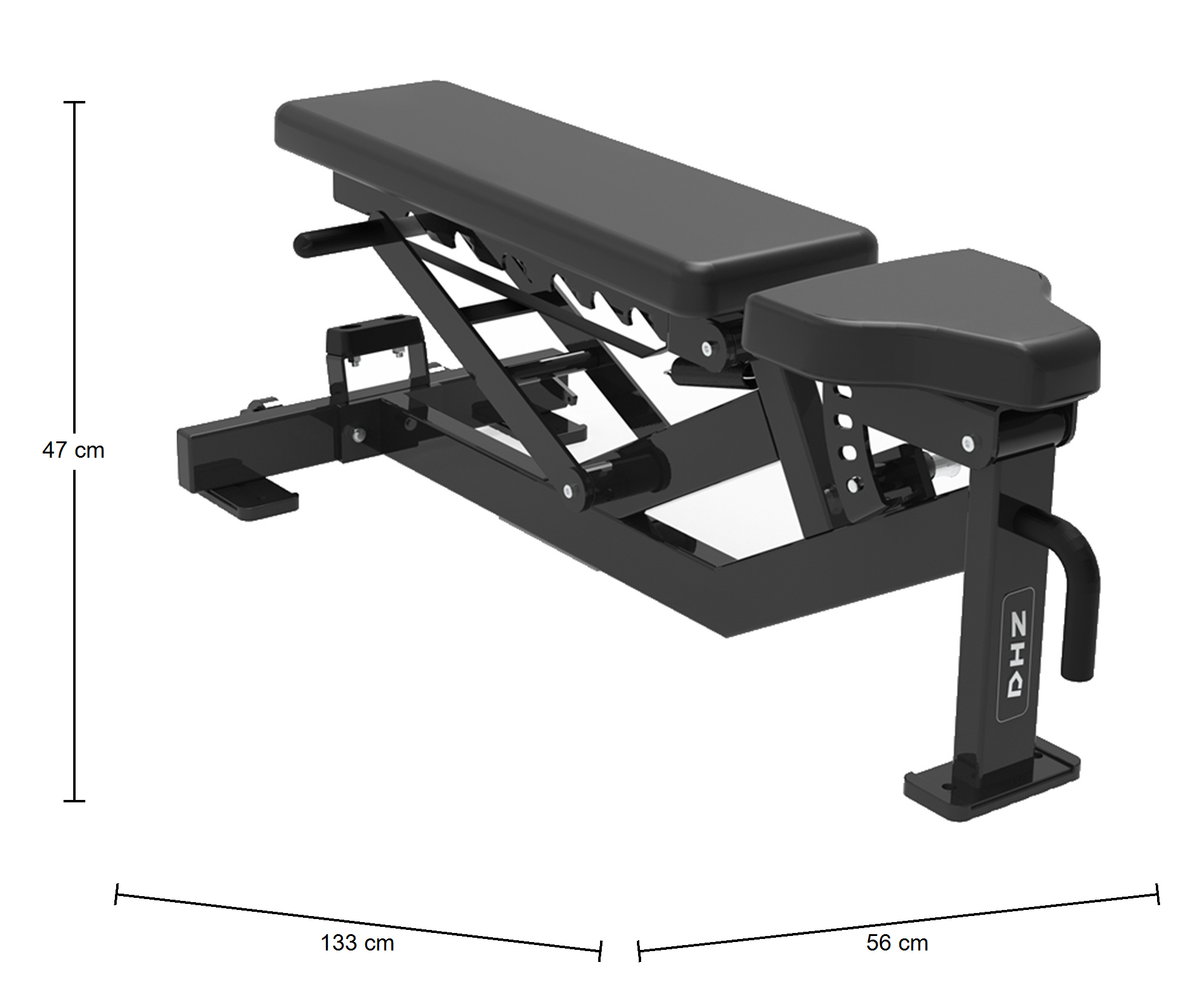 DHZ S-FORCE PM3007 Super Bench – Freihantel Verstellbare Super Bench – Abmessungen des Fitnessgeräts