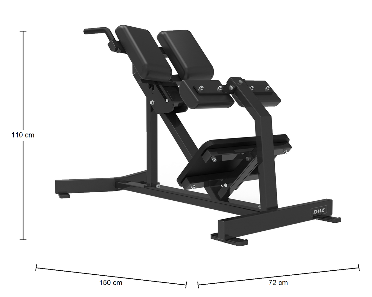 DHZ S-FORCE PM3016 Back Extension – Freihantel Rückenstrecker – Abmessungen des Fitnessgeräts