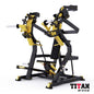 Professionelle Plate Loaded Brustpresse Titan Mechanix Y905ZAG in Schwarz-Gold für Fitnessstudio und Leistungsathleten