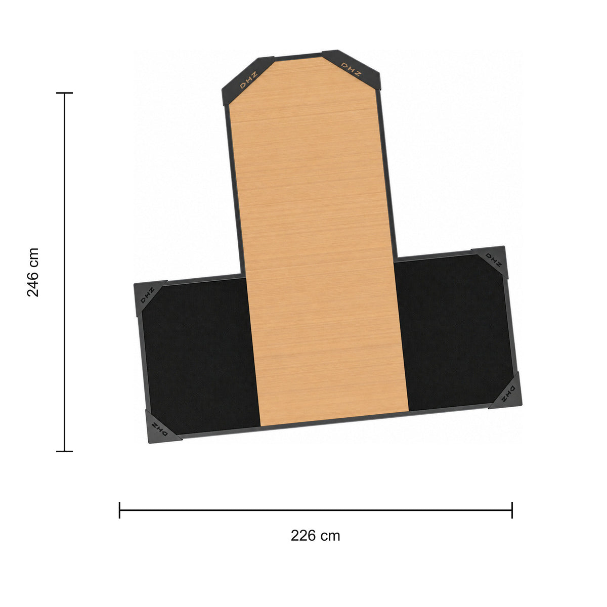 Abmessungen DHZ DTE6227 Gewichtheberplattform: 246 × 226 cm