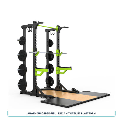 Anwendungsbeispiel: DHZ DTE6227 Gewichtheberplattform mit passendem E6227 Classic Half Rack