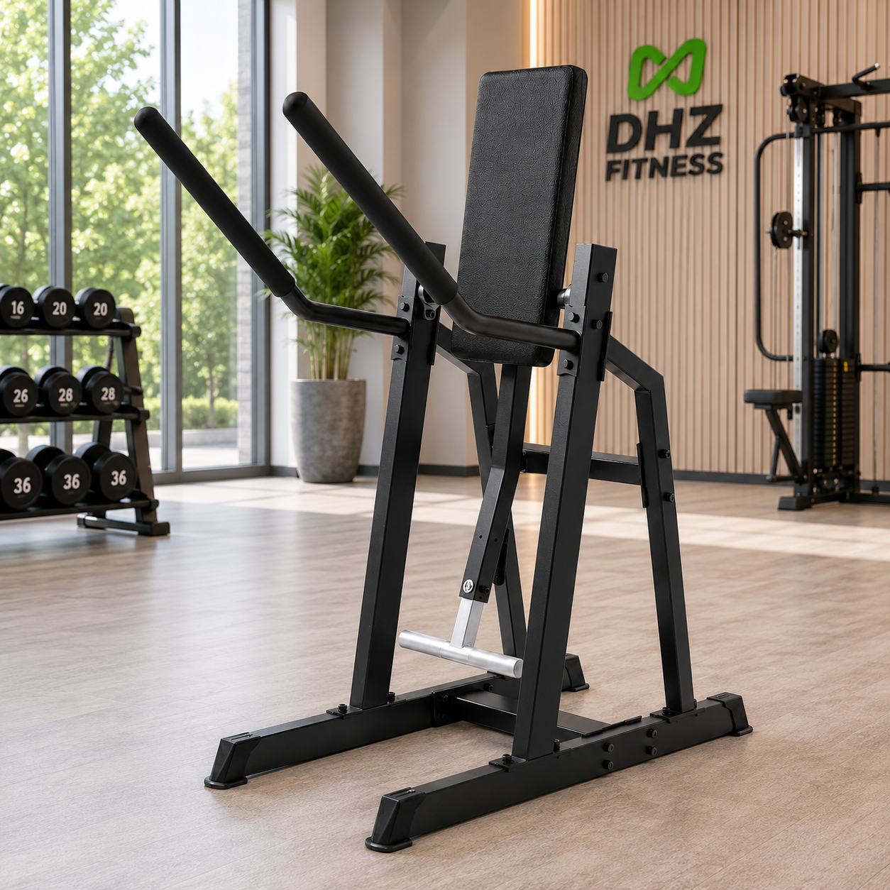 DHZ A623 V-Crunch Abdominal Trainer – Professioneller Plate Loaded Bauchtrainer für effektives Core Training