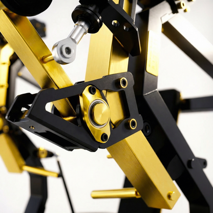 Detail view of the precision lever mechanism on the DHZ Fitness chest press machine