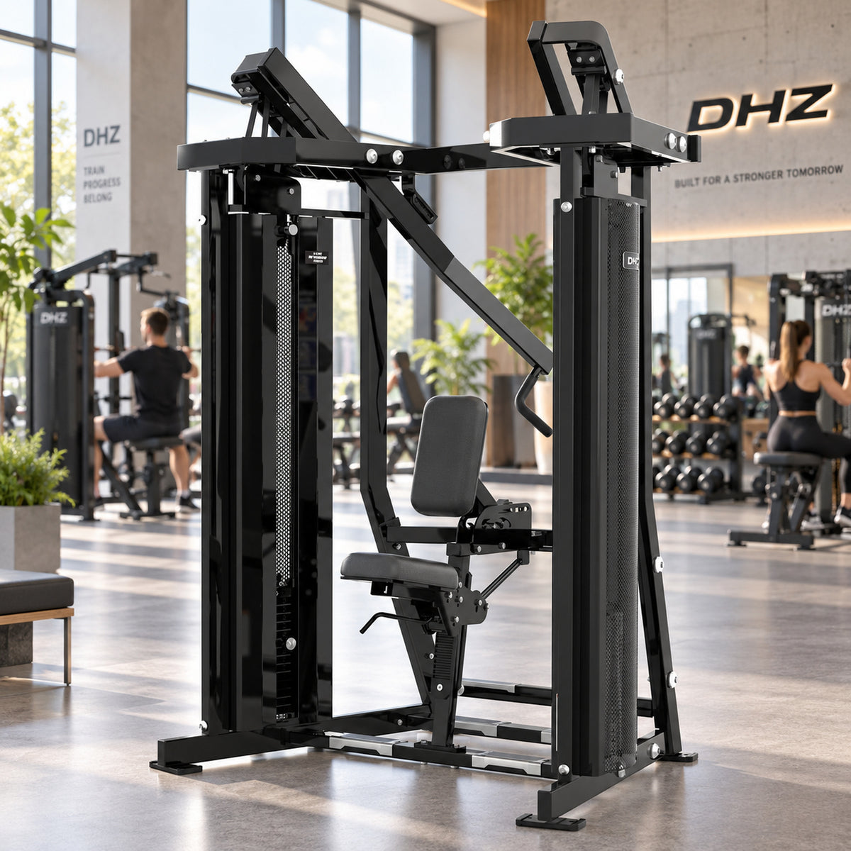 DHZ Fitness PM2039 schwarze Polsterung im modernen DHZ Fitnessstudio
