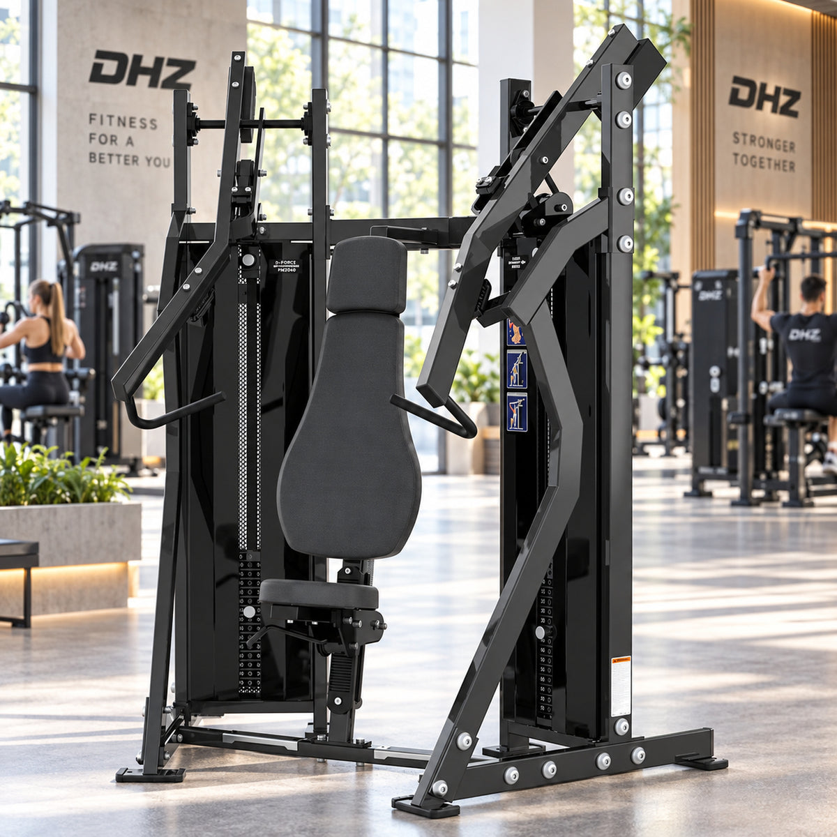 DHZ Fitness PM2040 schwarze Polsterung im modernen DHZ Fitnessstudio
