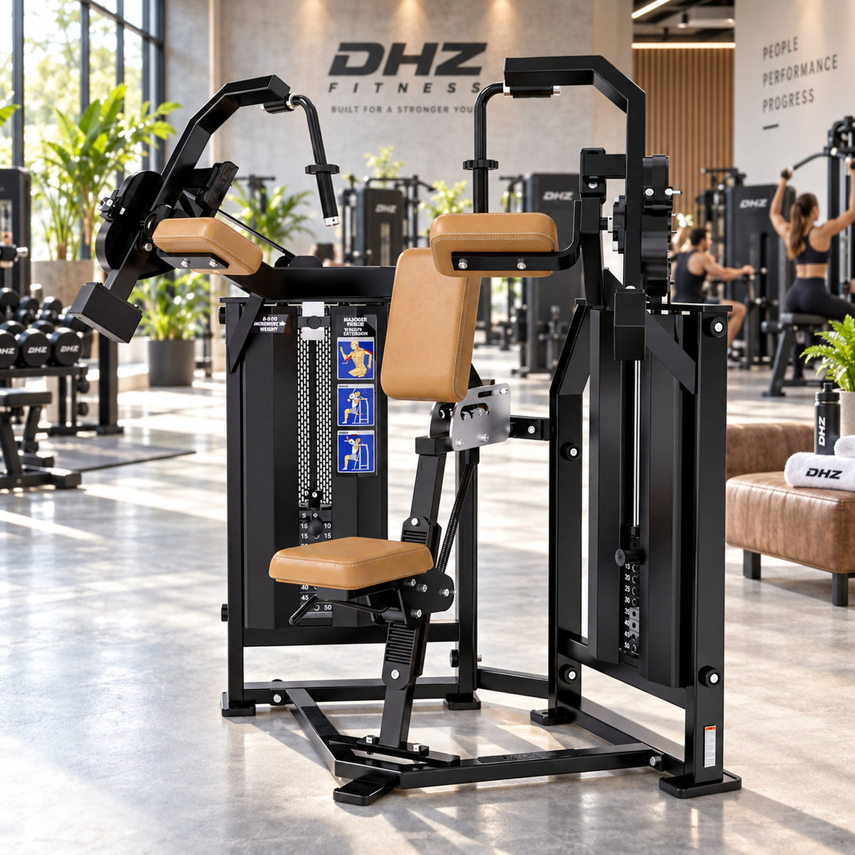 DHZ Fitness PM2043 braune Polsterung im modernen DHZ Fitnessstudio