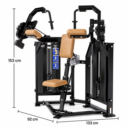 DHZ Fitness PM2043 braune Polsterung Abmessungen 133 x 92 x 153 cm