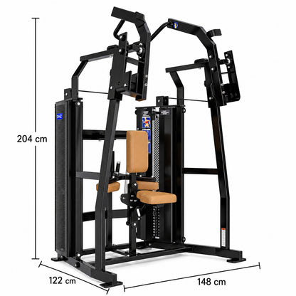 DHZ Fitness PM2044 braune Polsterung Abmessungen 148 x 122 x 204 cm